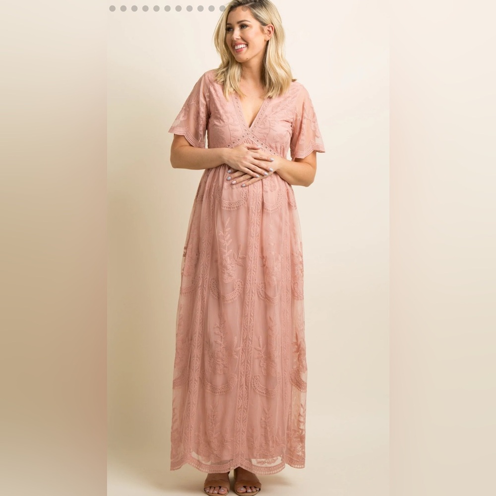 Pink Blush maternity Maxi Dress in Mauve